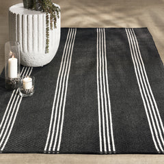 Performance Sorrento Charcoal/Ivory Stripe Rug - Ornate Home