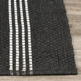 Performance Sorrento Charcoal/Ivory Stripe Rug - Ornate Home