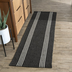 Performance Sorrento Charcoal/Ivory Stripe Rug - Ornate Home