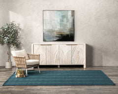 Performance Sorrento Deep Blue/Green Stripe Rug - Ornate Home