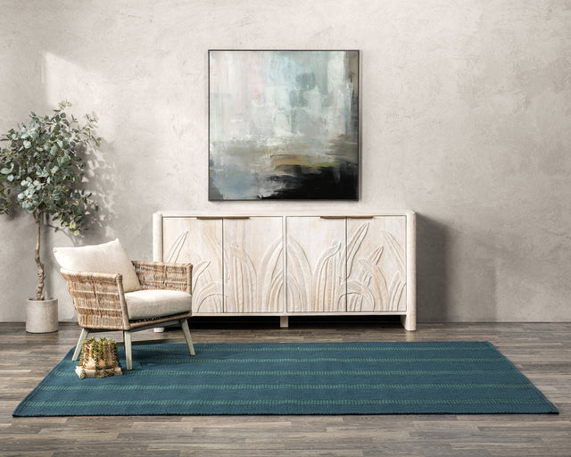 Performance Sorrento Deep Blue/Green Stripe Rug - Ornate Home