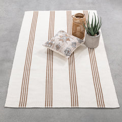 Performance Sorrento Ivory/Coconut Brown Stripe Rug - Ornate Home