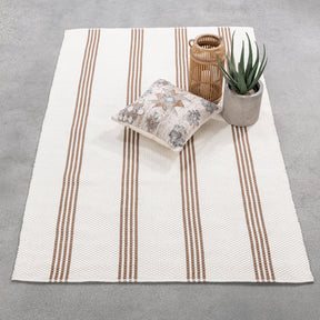 Performance Sorrento Ivory/Coconut Brown Stripe Rug - Ornate Home