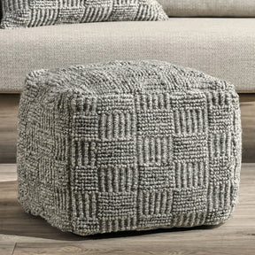 Performance Vico Gray Pouf 18"x18"x14" - Ornate Home