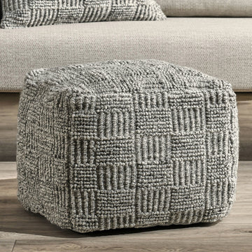 Performance Vico Gray Pouf 18"x18"x14" - Ornate Home