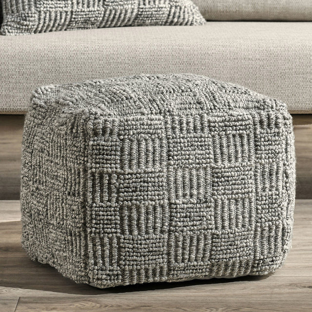 Performance Vico Gray Pouf 18"x18"x14" - Ornate Home