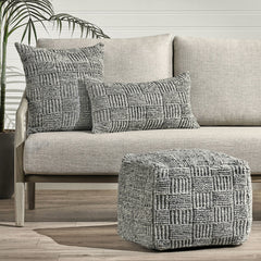 Performance Vico Gray Pouf 18"x18"x14" - Ornate Home