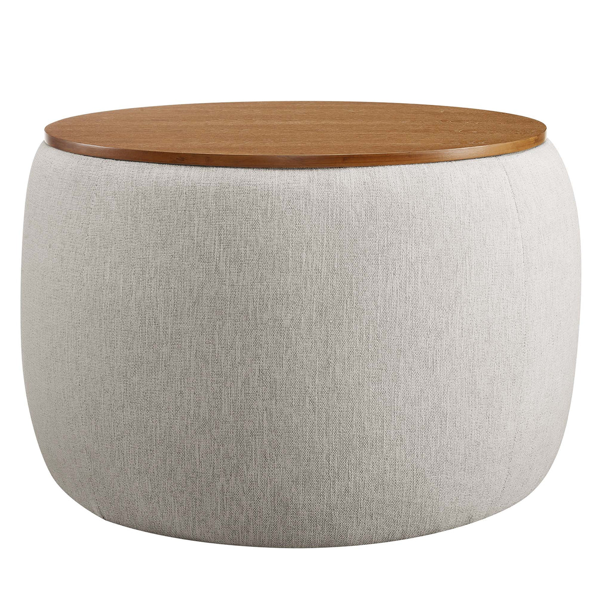 Perla Weave Ivory Woven Heathered Fabric Upholstered Storage Ottoman - Ornate Home