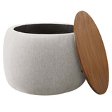 Perla Weave Ivory Woven Heathered Fabric Upholstered Storage Ottoman - Ornate Home