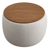 Perla Weave Ivory Woven Heathered Fabric Upholstered Storage Ottoman - Ornate Home