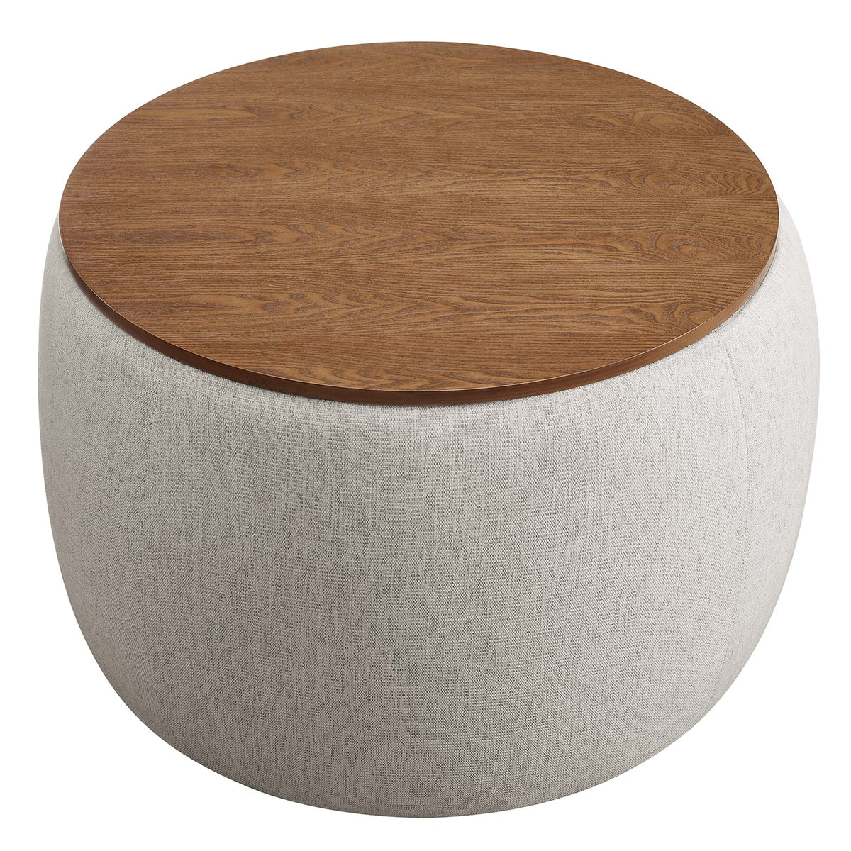 Perla Weave Ivory Woven Heathered Fabric Upholstered Storage Ottoman - Ornate Home