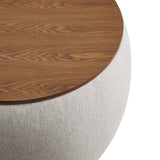 Perla Weave Ivory Woven Heathered Fabric Upholstered Storage Ottoman - Ornate Home