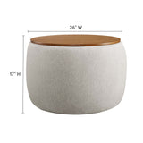 Perla Weave Ivory Woven Heathered Fabric Upholstered Storage Ottoman - Ornate Home