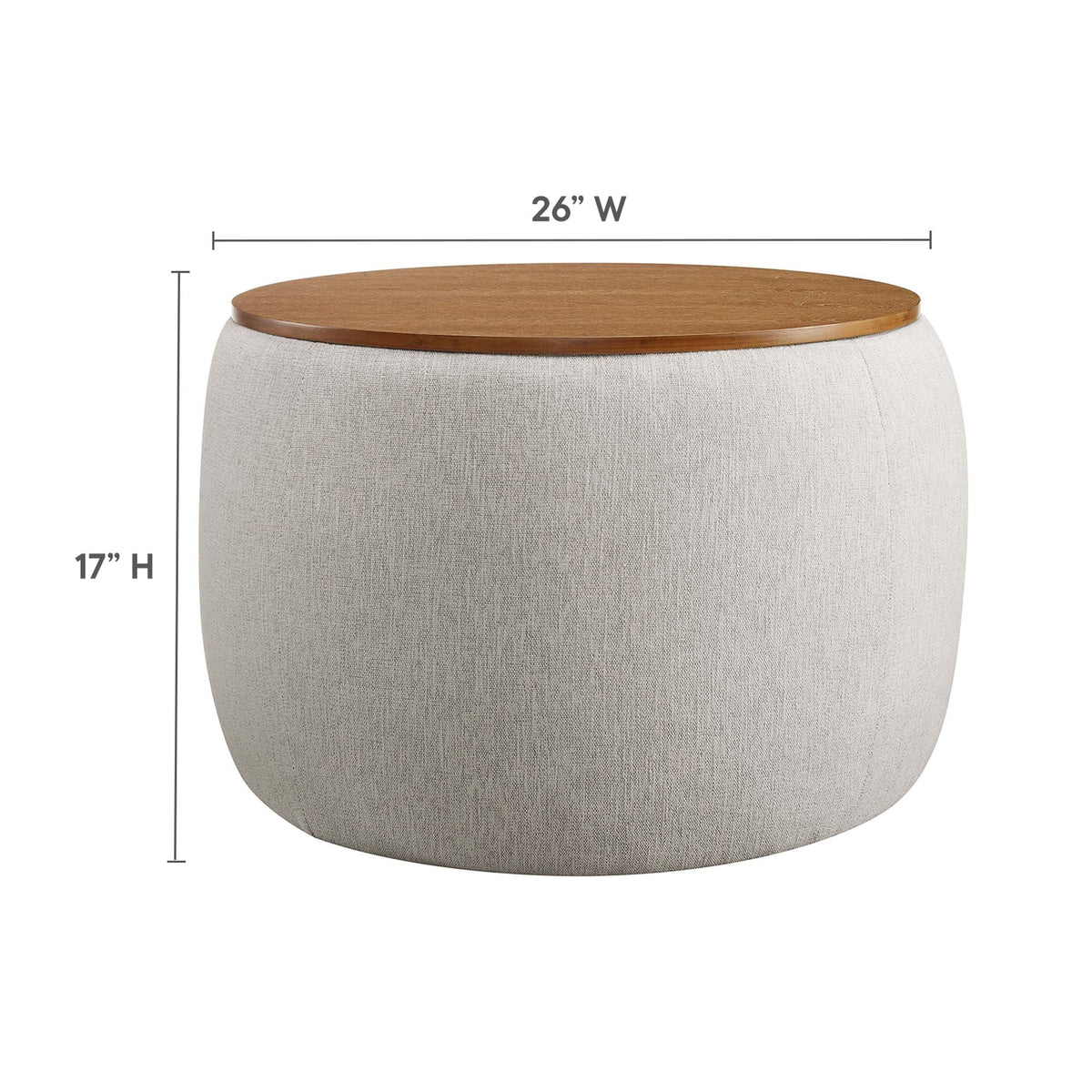 Perla Weave Ivory Woven Heathered Fabric Upholstered Storage Ottoman - Ornate Home
