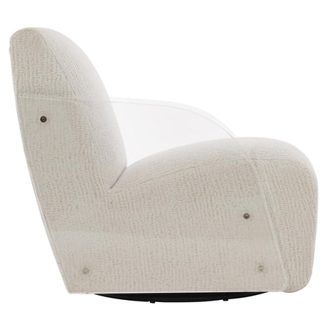 Perla White/Cream Fabric Swivel Chair - Ornate Home