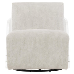 Perla White/Cream Fabric Swivel Chair - Ornate Home