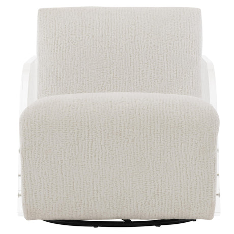Perla White/Cream Fabric Swivel Chair - Ornate Home