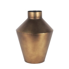 Perrin Brushed Gold Small Metal Decorative Vase - Ornate Home