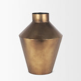 Perrin Brushed Gold Small Metal Decorative Vase - Ornate Home