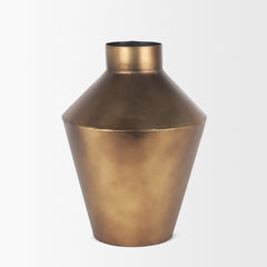 Perrin Brushed Gold Small Metal Decorative Vase - Ornate Home
