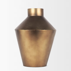 Perrin Brushed Gold Small Metal Decorative Vase - Ornate Home