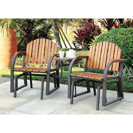 Perse Dark Gray/Oak Outdoor Rocking Chair Set - Ornate Home
