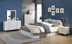 Perse White Queen Platform Bed - Ornate Home