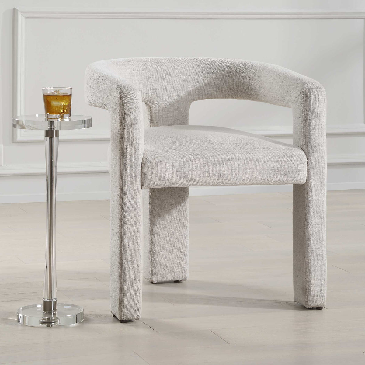 Perspective White Fabric Dining Chair - Ornate Home