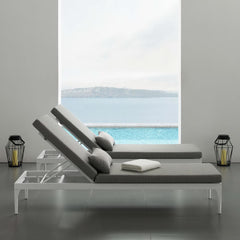Perspective White/Gray Cushion Outdoor Patio Chaise Lounge Chair - Ornate Home