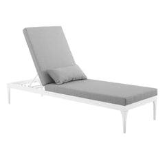 Perspective White/Gray Cushion Outdoor Patio Chaise Lounge Chair - Ornate Home