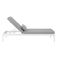 Perspective White/Gray Cushion Outdoor Patio Chaise Lounge Chair - Ornate Home