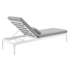Perspective White/Gray Cushion Outdoor Patio Chaise Lounge Chair - Ornate Home