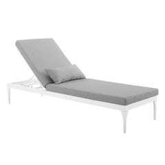 Perspective White/Gray Cushion Outdoor Patio Chaise Lounge Chair - Ornate Home