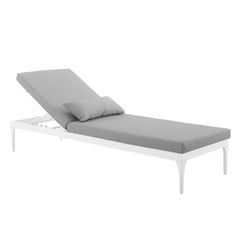 Perspective White/Gray Cushion Outdoor Patio Chaise Lounge Chair - Ornate Home