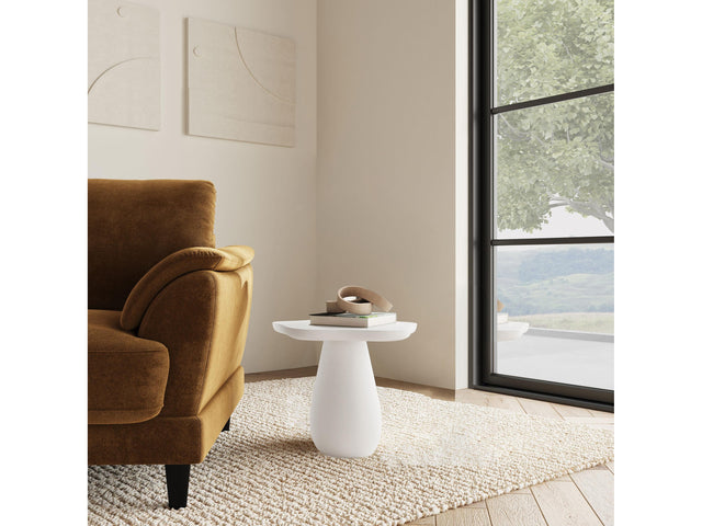 Perth Off White 17-inch Side Table with Cloud-Shaped Top - Ornate Home