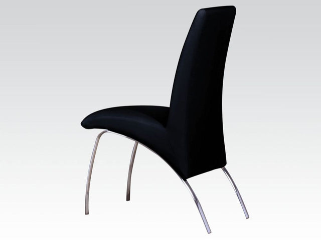 Pervis Black PU & Chrome Side Chair - Ornate Home