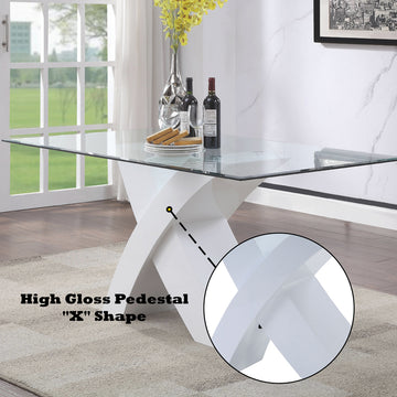Pervis White & Clear Glass Dining Table - Ornate Home