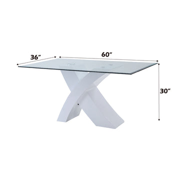 Pervis White & Clear Glass Dining Table - Ornate Home