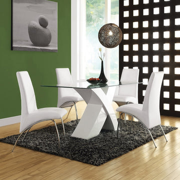 Pervis White & Clear Glass Dining Table - Ornate Home
