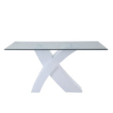 Pervis White & Clear Glass Dining Table - Ornate Home