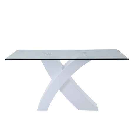 Pervis White & Clear Glass Dining Table - Ornate Home