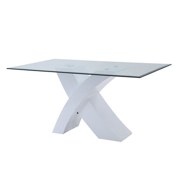 Pervis White & Clear Glass Dining Table - Ornate Home