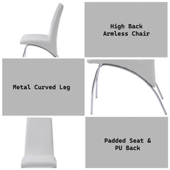 Pervis White PU & Chrome Side Chair - Ornate Home