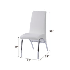Pervis White PU & Chrome Side Chair - Ornate Home