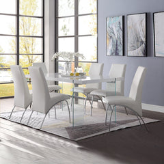 Pervis White PU & Chrome Side Chair - Ornate Home