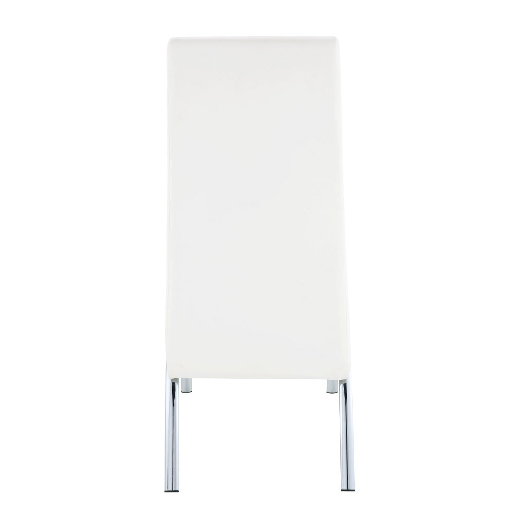 Pervis White PU & Chrome Side Chair - Ornate Home