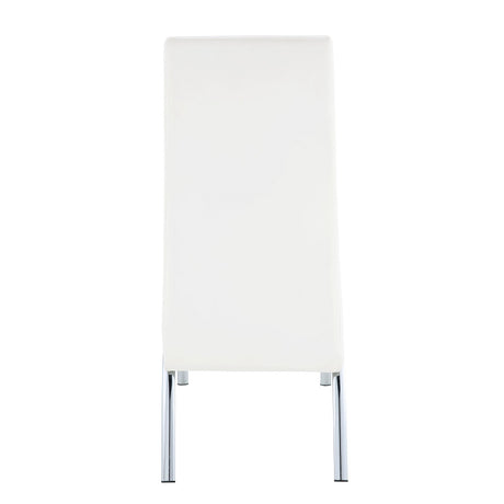 Pervis White PU & Chrome Side Chair - Ornate Home