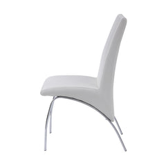 Pervis White PU & Chrome Side Chair - Ornate Home