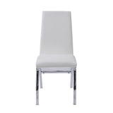 Pervis White PU & Chrome Side Chair - Ornate Home