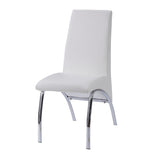 Pervis White PU & Chrome Side Chair - Ornate Home